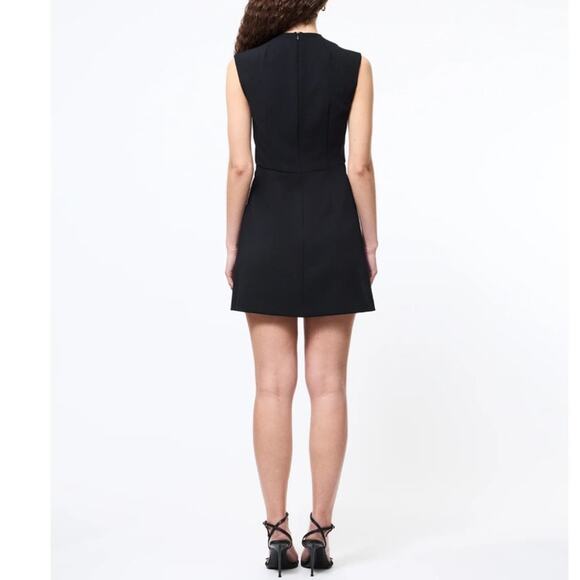 French Connection Whisper Ruth Square Neck Mini Dress – Black – Sz 4 Minimalist - Picture 2 of 9